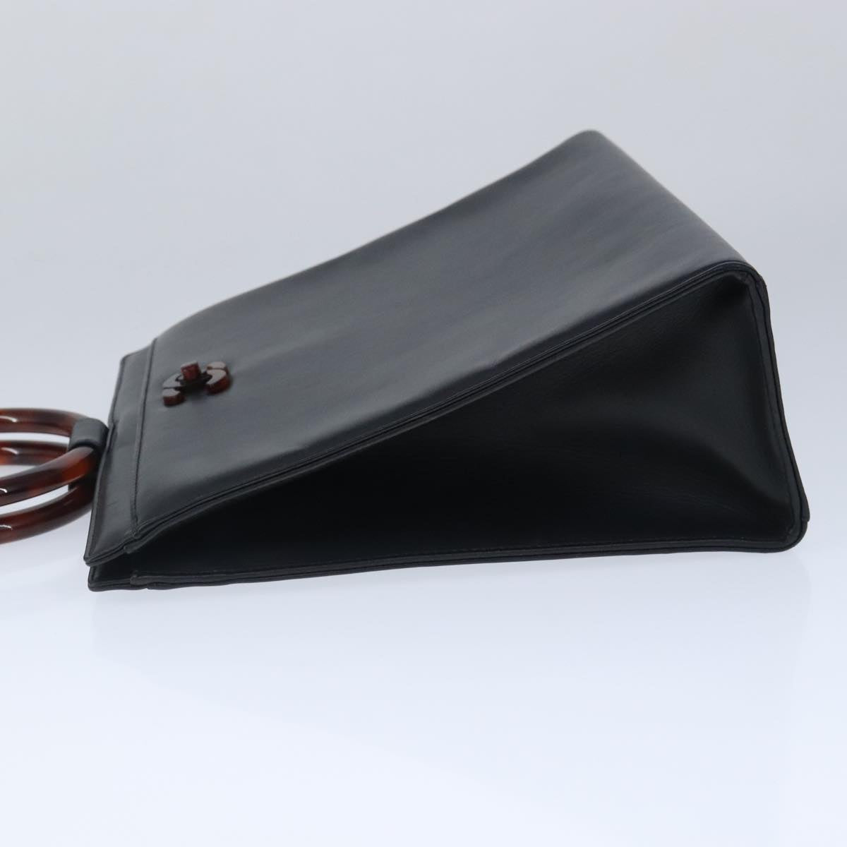 CHANEL Hand Bag Lamb Skin Black CC PP002