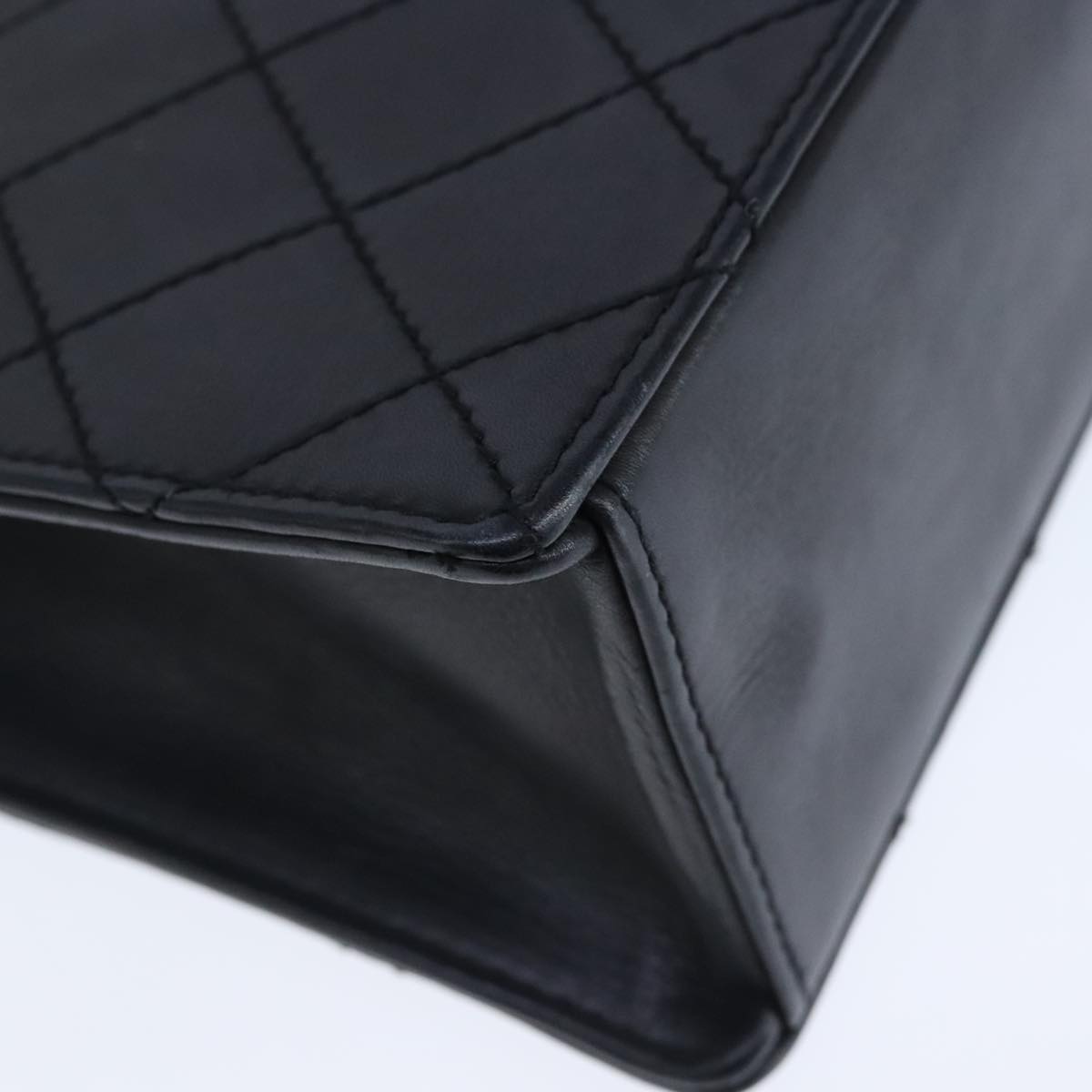 CHANEL Hand Bag Lamb Skin Black CC PP003