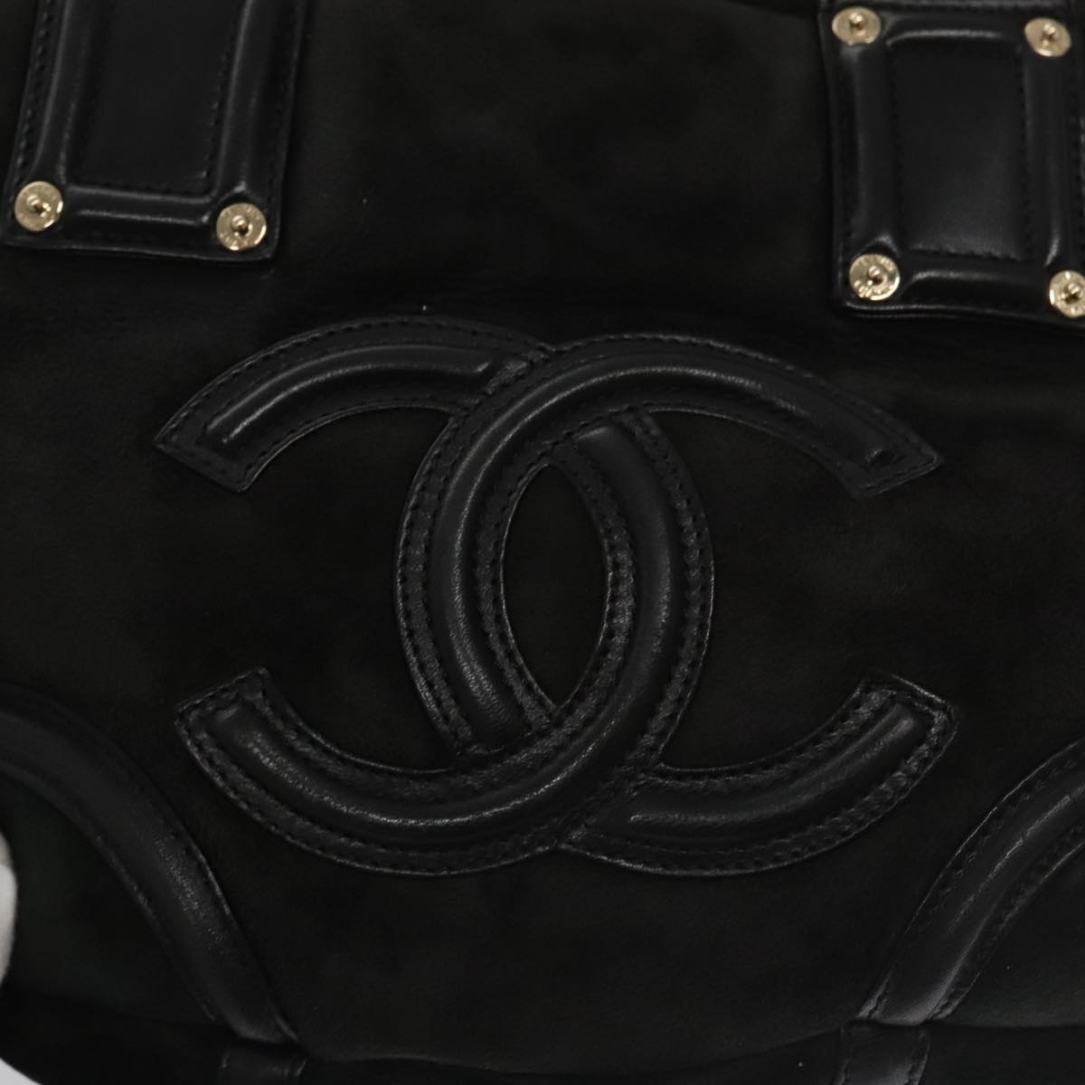 CHANEL Hand Bag Mouton Black CC PP007