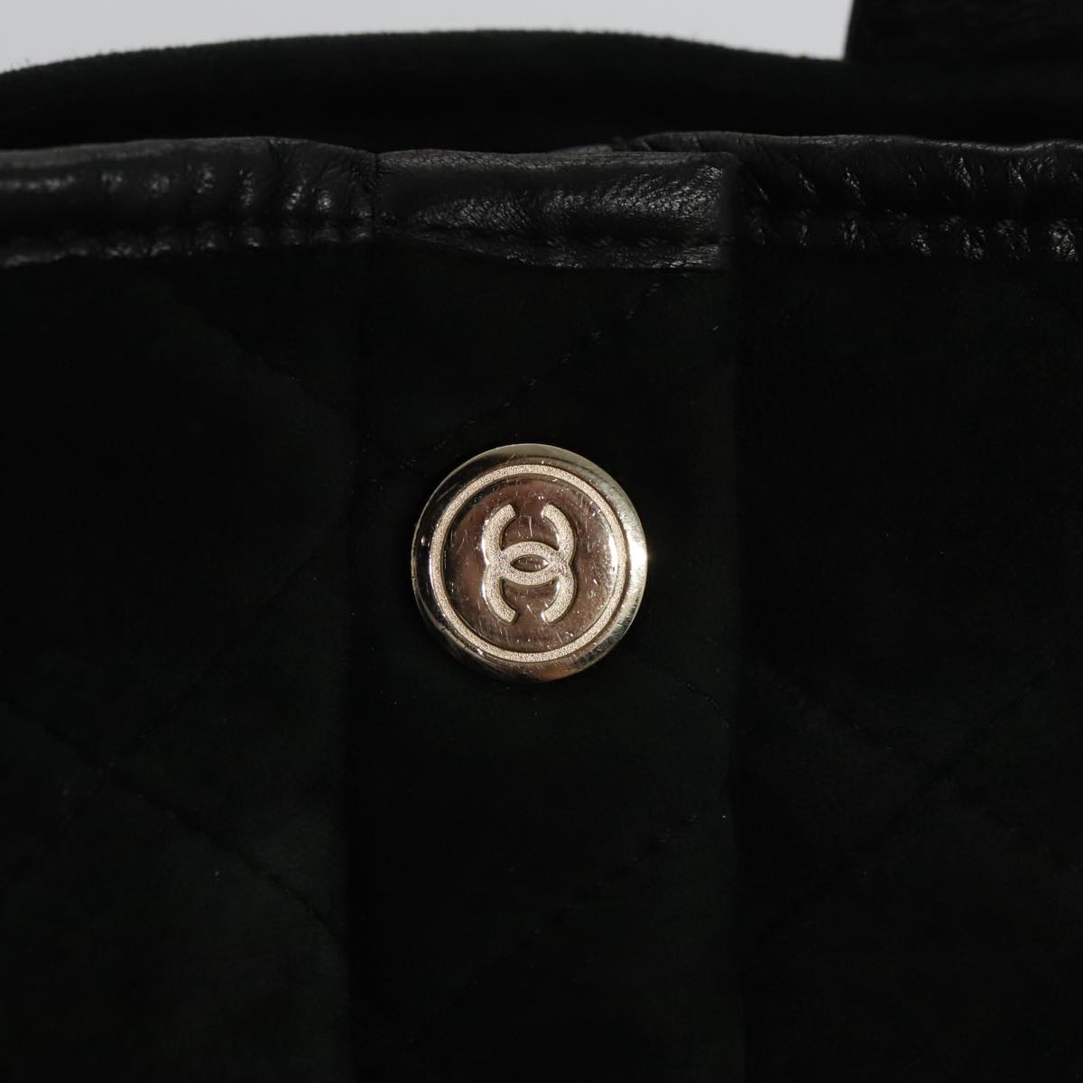 CHANEL Hand Bag Mouton Black CC PP007