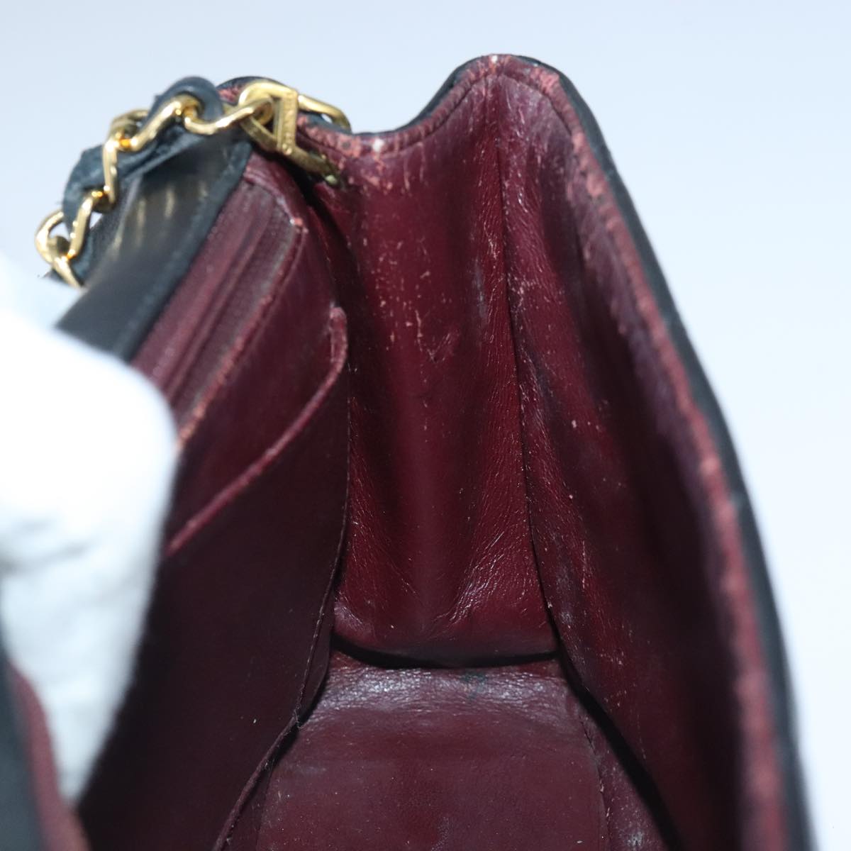 CHANEL Diana 22 Chain Shoulder Bag Lamb Skin Black Gold CC PP016