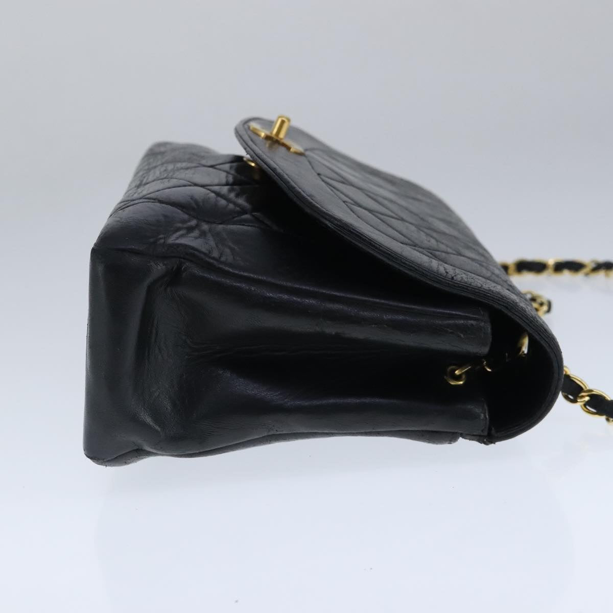 CHANEL Diana 22 Chain Shoulder Bag Lamb Skin Black Gold CC PP016
