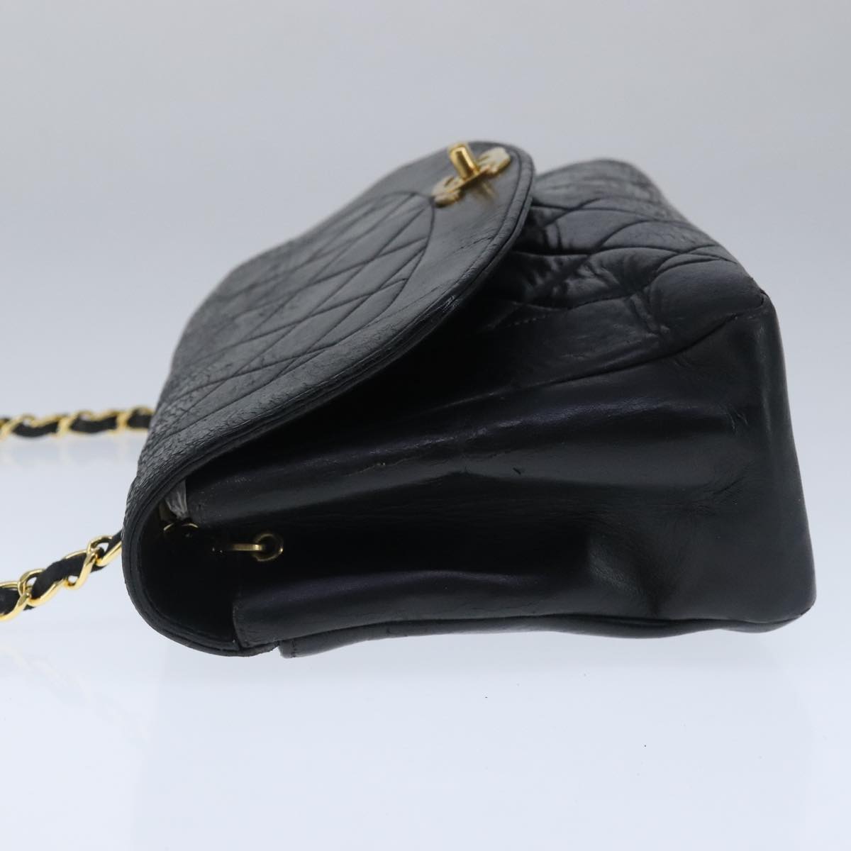 CHANEL Diana 22 Chain Shoulder Bag Lamb Skin Black Gold CC PP016