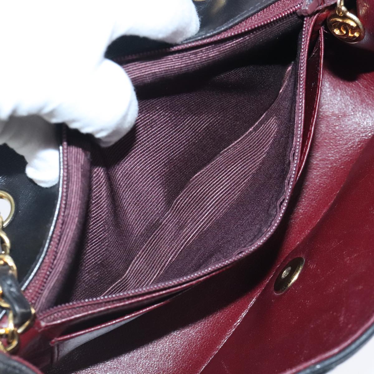 CHANEL Diana 22 Chain Shoulder Bag Lamb Skin Black Gold CC PP029