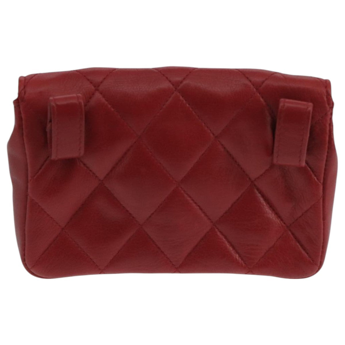 CHANEL Matelasse Waist bag Lamb Skin Red Gold CC PP033