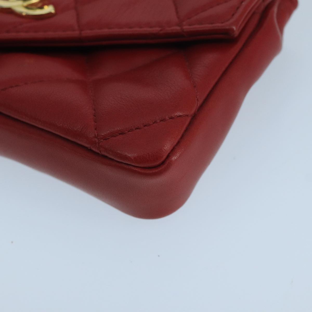CHANEL Matelasse Waist bag Lamb Skin Red Gold CC PP033