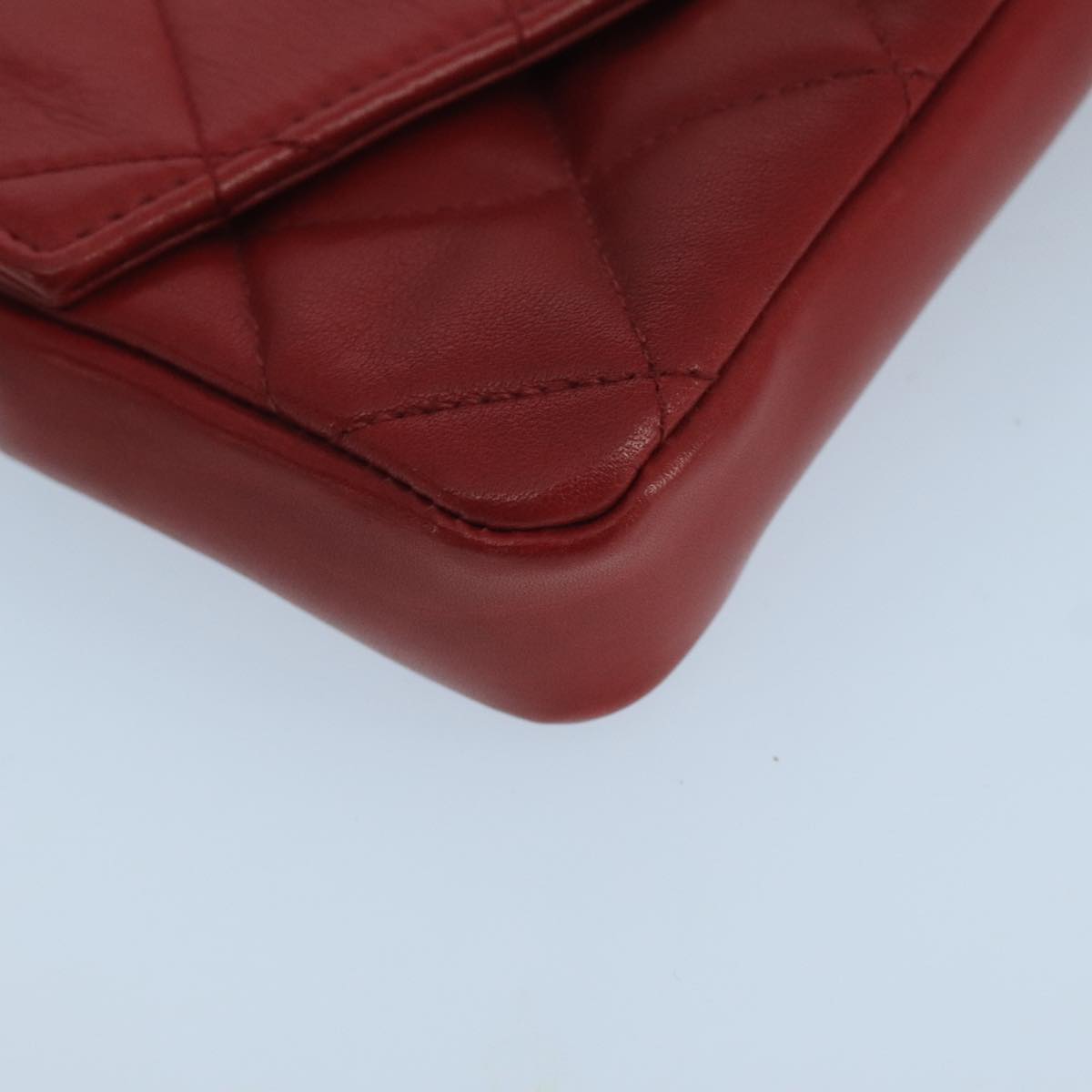 CHANEL Matelasse Waist bag Lamb Skin Red Gold CC PP033