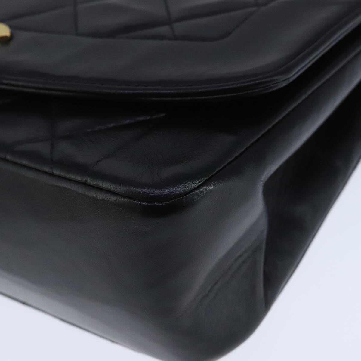 CHANEL Diana 22 Chain Shoulder Bag Lamb Skin Black Gold CC PP035