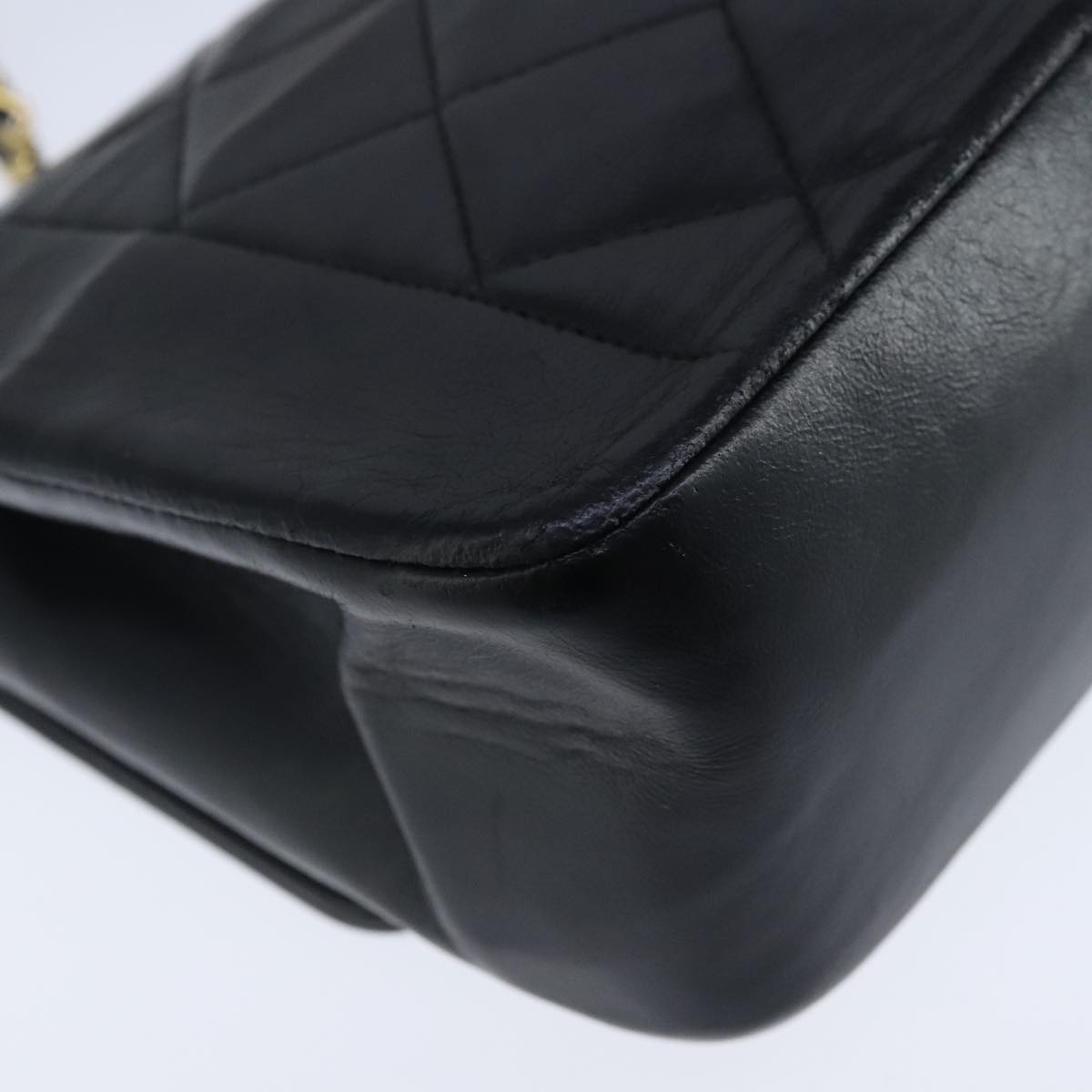 CHANEL Diana 22 Chain Shoulder Bag Lamb Skin Black Gold CC PP035