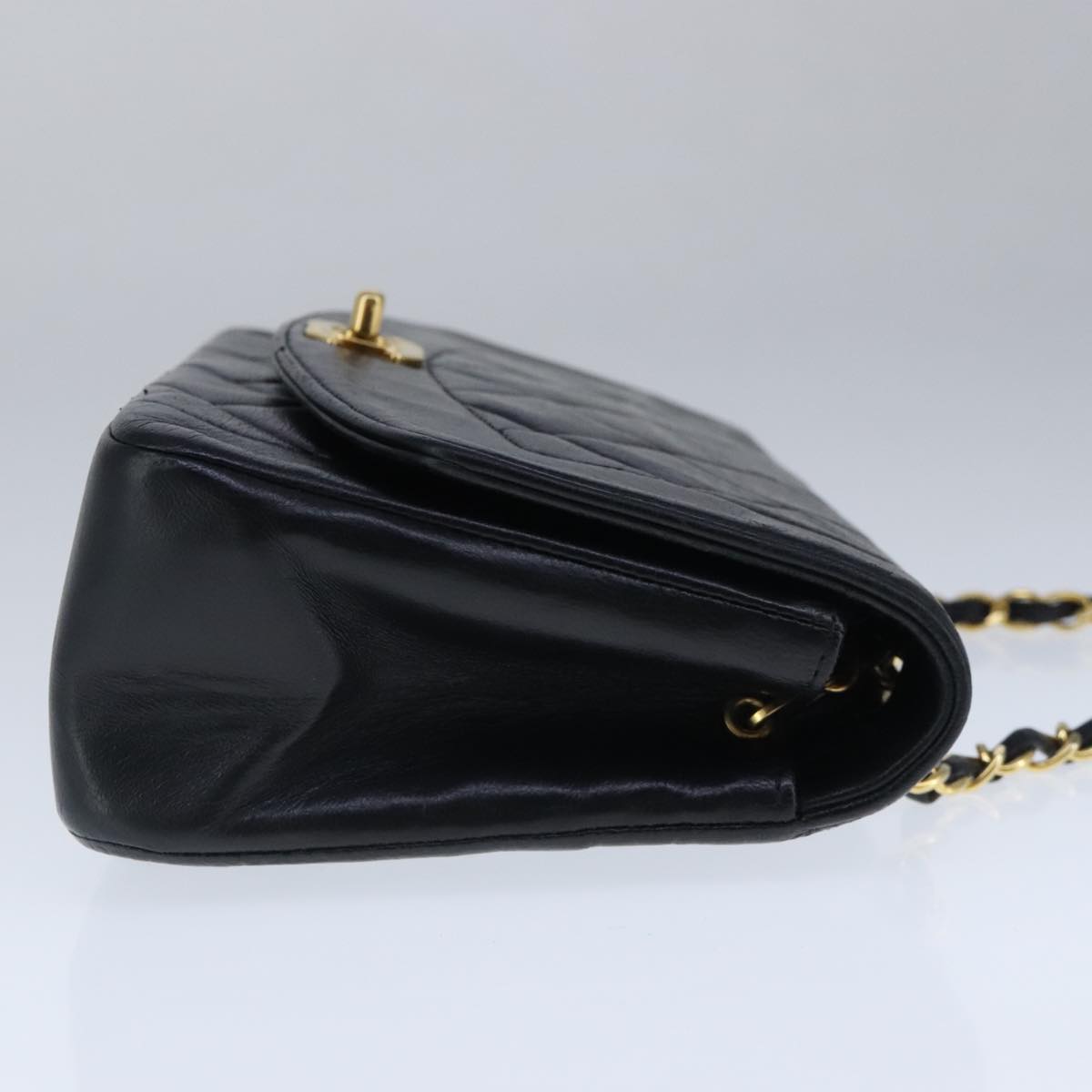 CHANEL Diana 22 Chain Shoulder Bag Lamb Skin Black Gold CC PP035