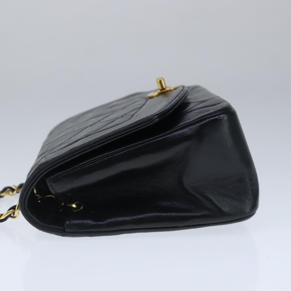 CHANEL Diana 22 Chain Shoulder Bag Lamb Skin Black Gold CC PP035