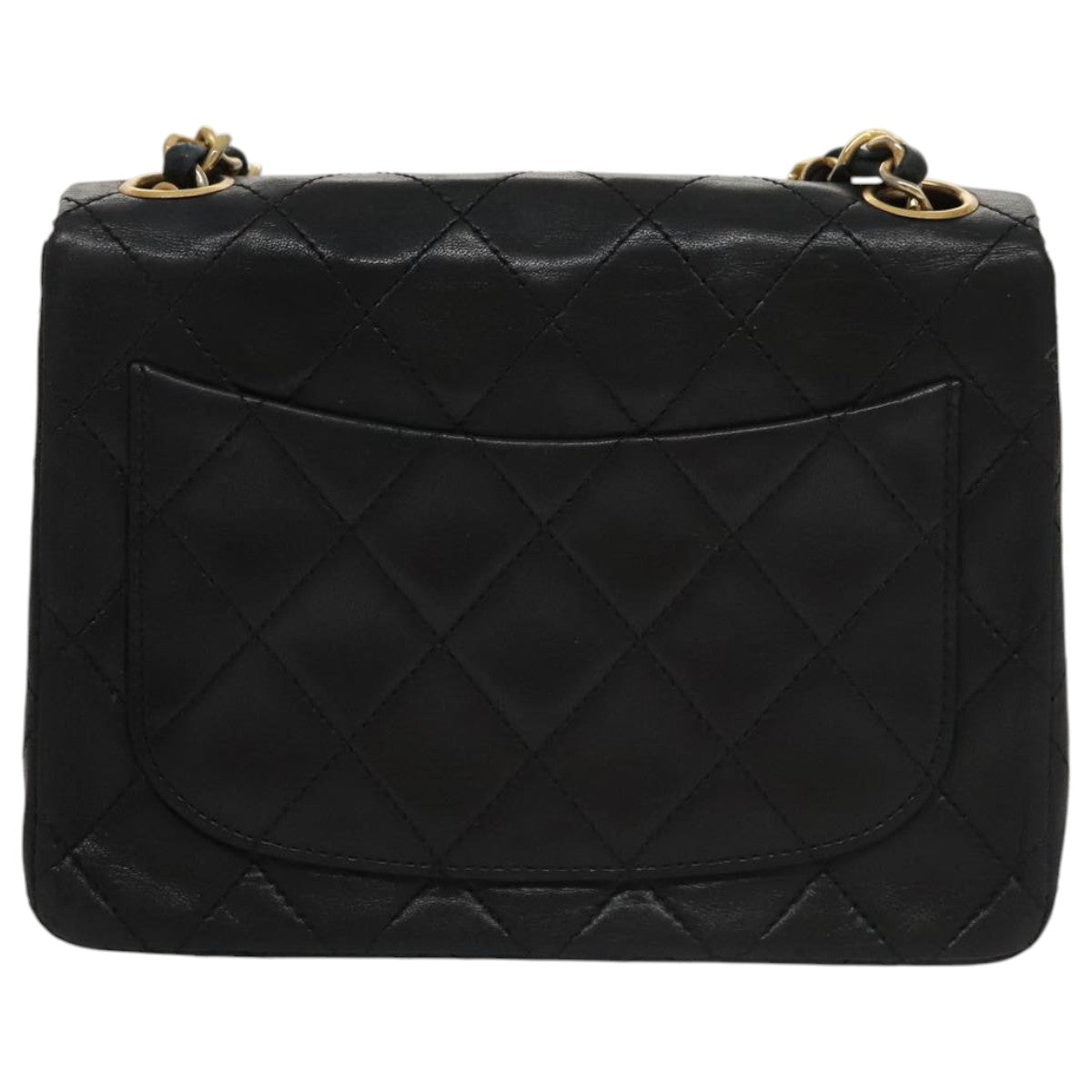 CHANEL Mini Materasse 17 Chain Shoulder Bag Lamb Skin Black Gold CC PP038
