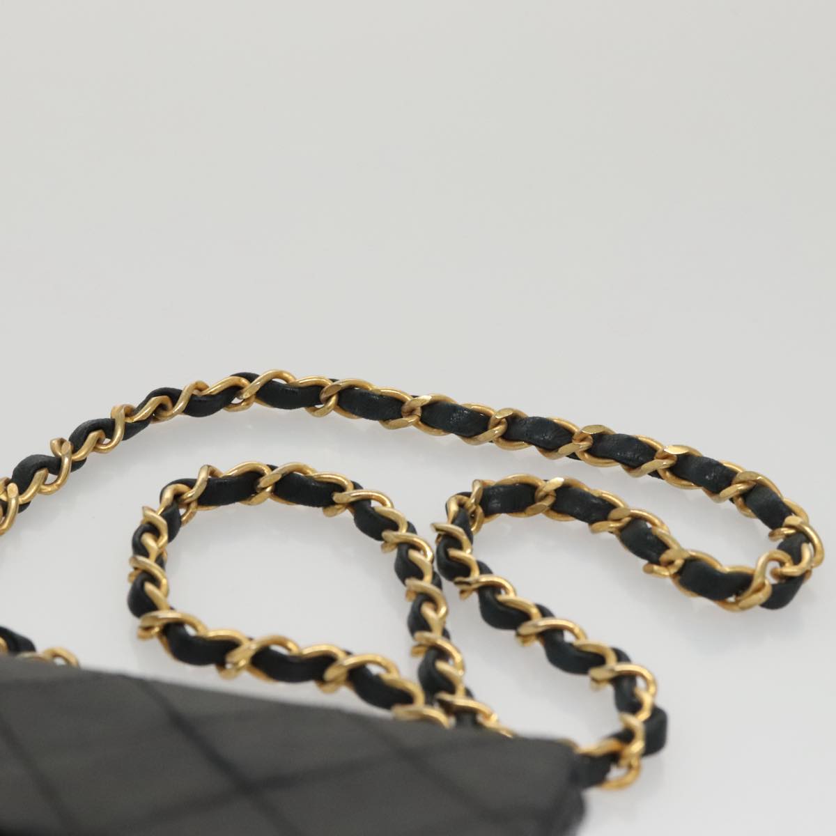 CHANEL Mini Materasse 17 Chain Shoulder Bag Lamb Skin Black Gold CC PP038
