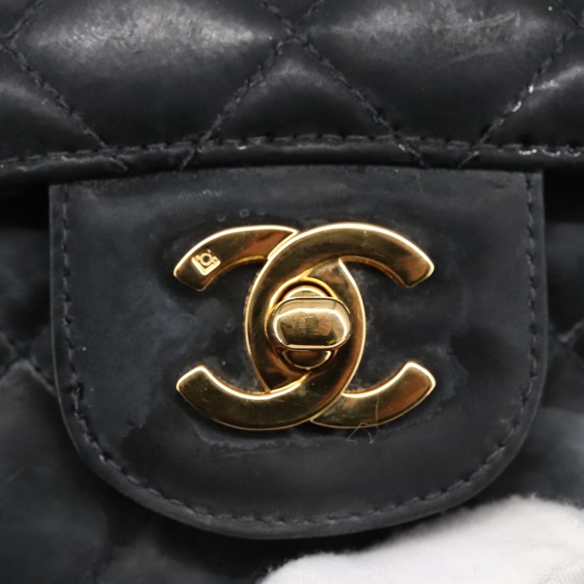 CHANEL Matelasse 23 Chain Shoulder Bag Enamel Black Gold CC PP045