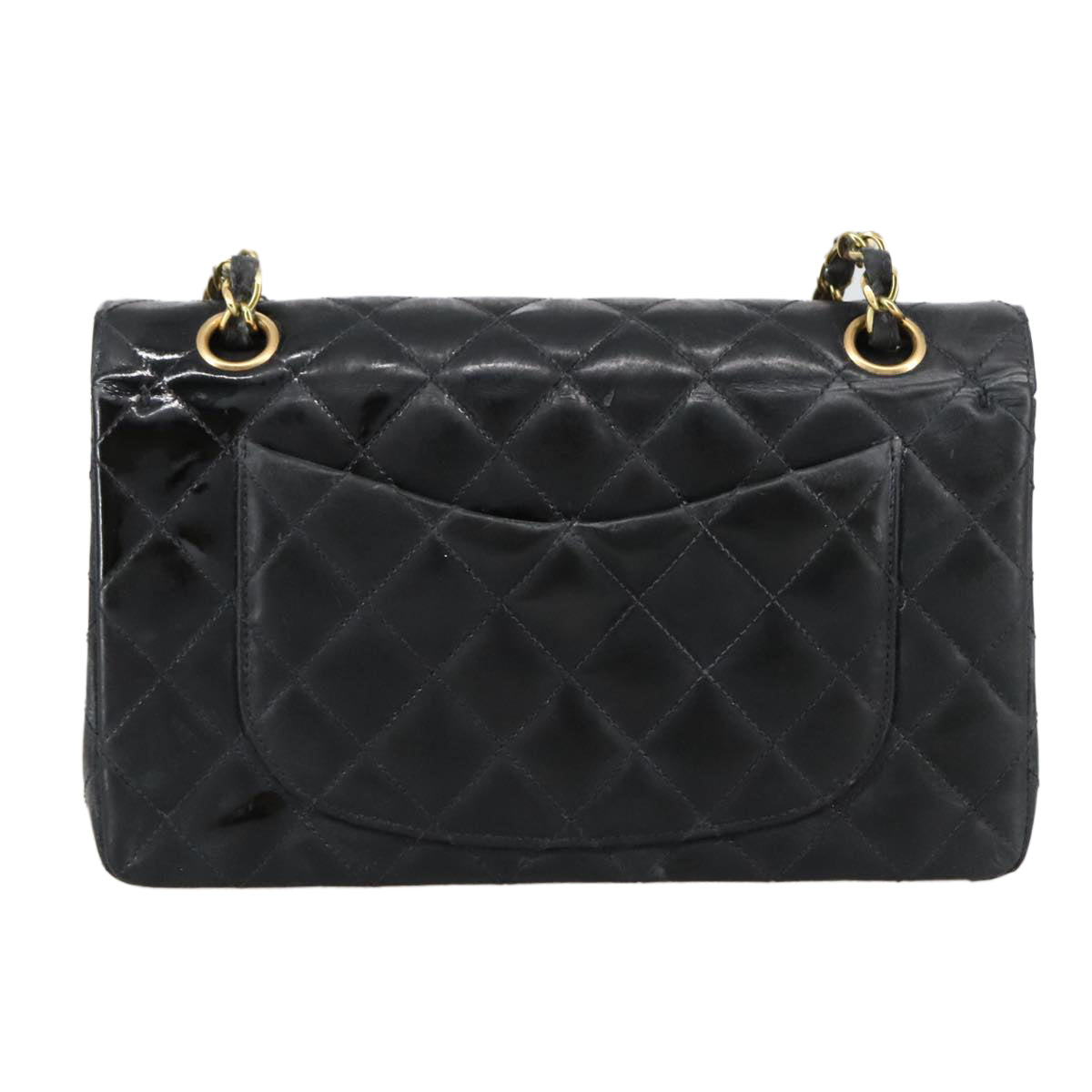 CHANEL Matelasse 23 Chain Shoulder Bag Enamel Black Gold CC PP045