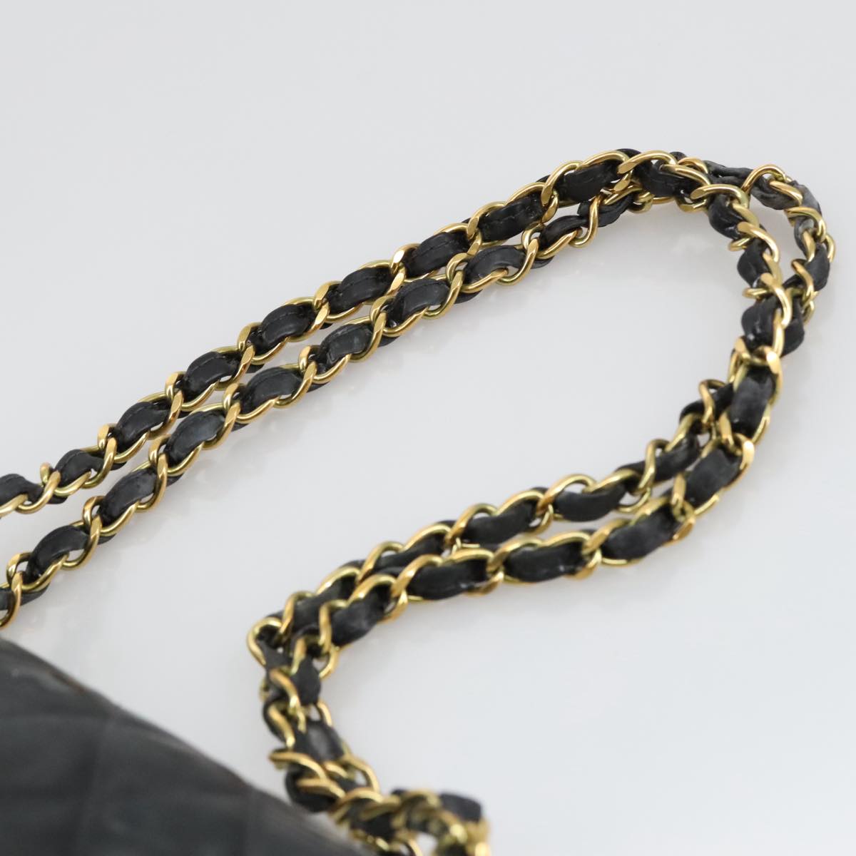 CHANEL Matelasse 23 Chain Shoulder Bag Enamel Black Gold CC PP045