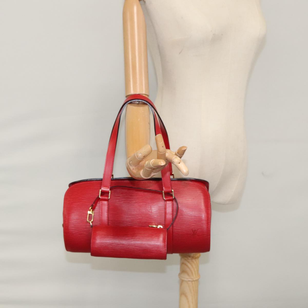 LOUIS VUITTON Epi Soufflot Hand Bag Red M52227 LV PP066
