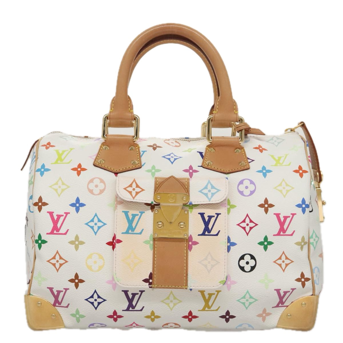 LOUIS VUITTON Monogram Multicolor Speedy 30 Hand Bag White M92643 LV PP087A