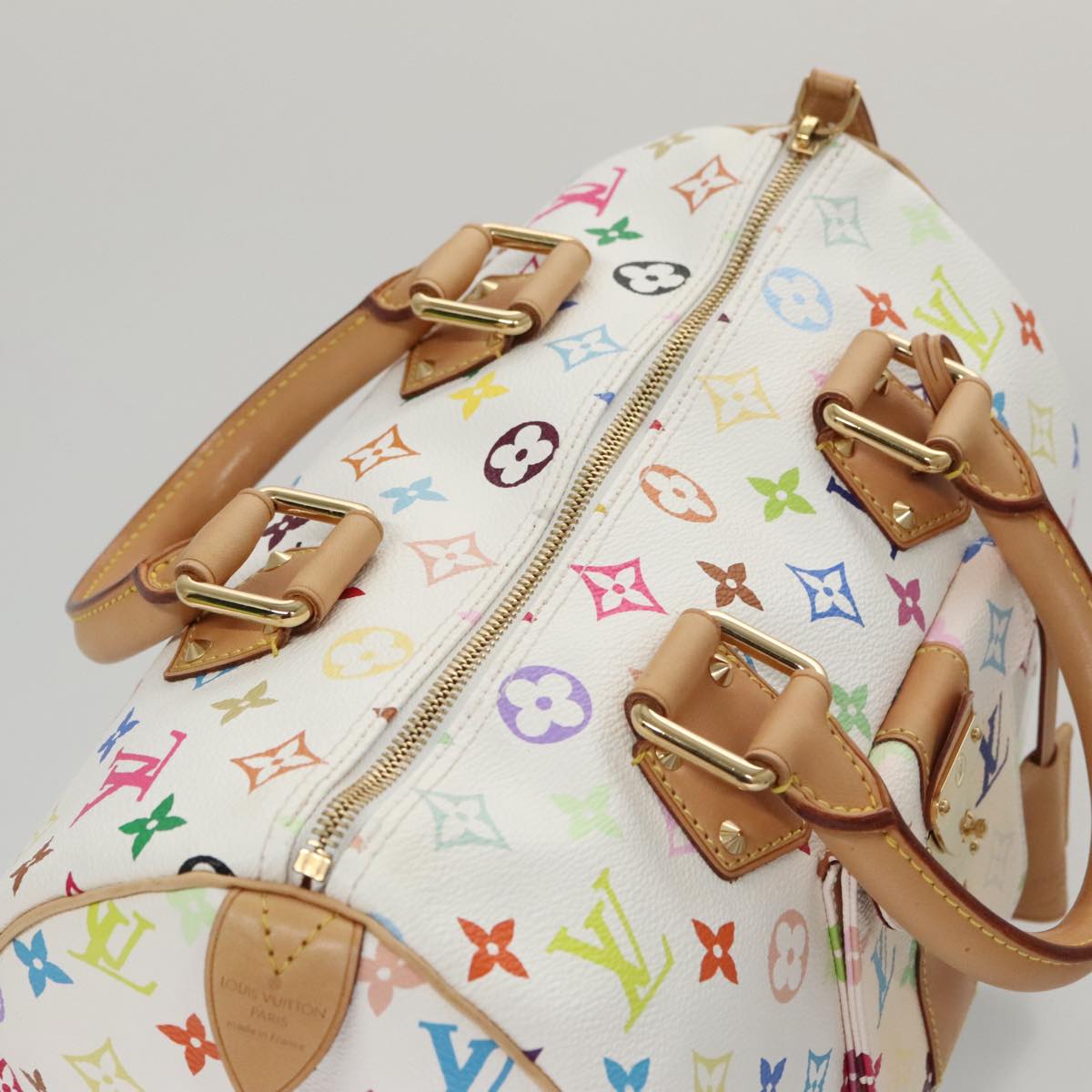 LOUIS VUITTON Monogram Multicolor Speedy 30 Hand Bag White M92643 LV PP087A