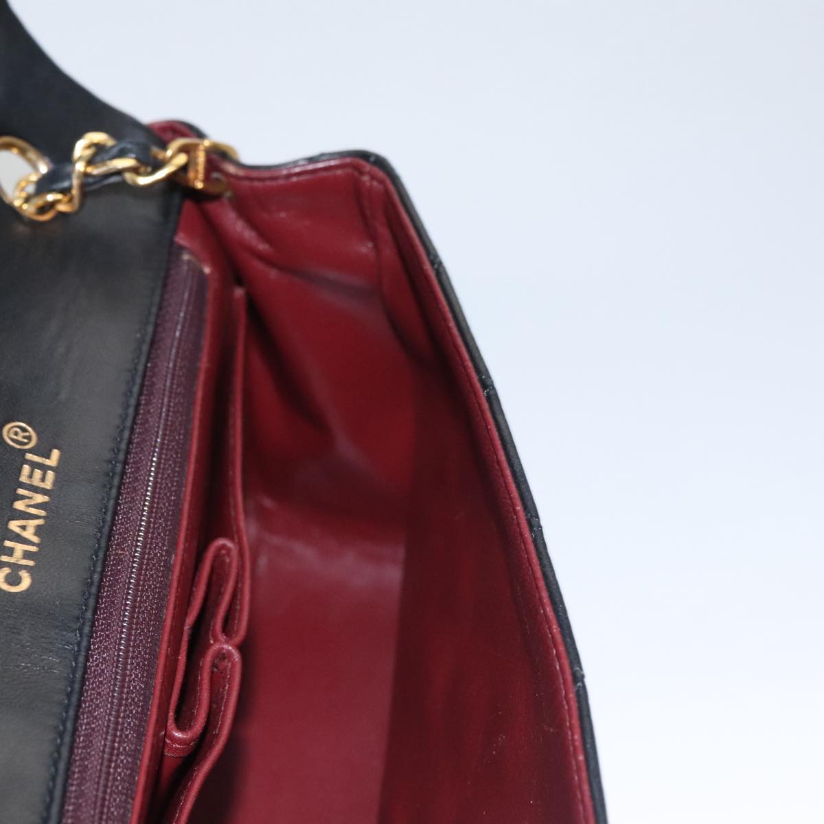 CHANEL Matelasse Chain Shoulder Bag Lamb Skin Black Gold CC PP106A