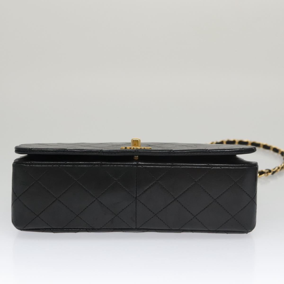 CHANEL Matelasse Chain Shoulder Bag Lamb Skin Black Gold CC PP106A