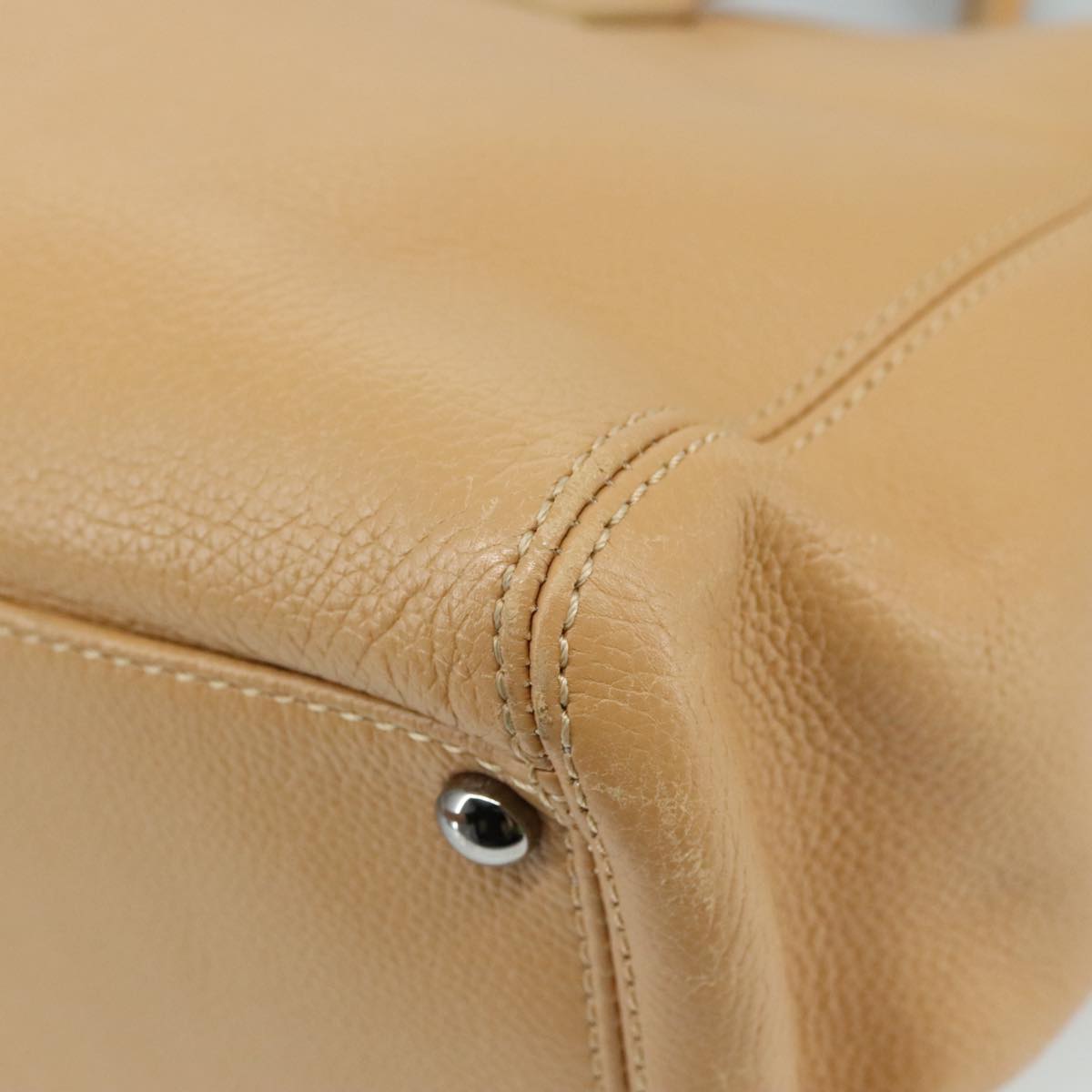 CHANEL Hand Bag Caviar Skin Brown Silver CC PP123