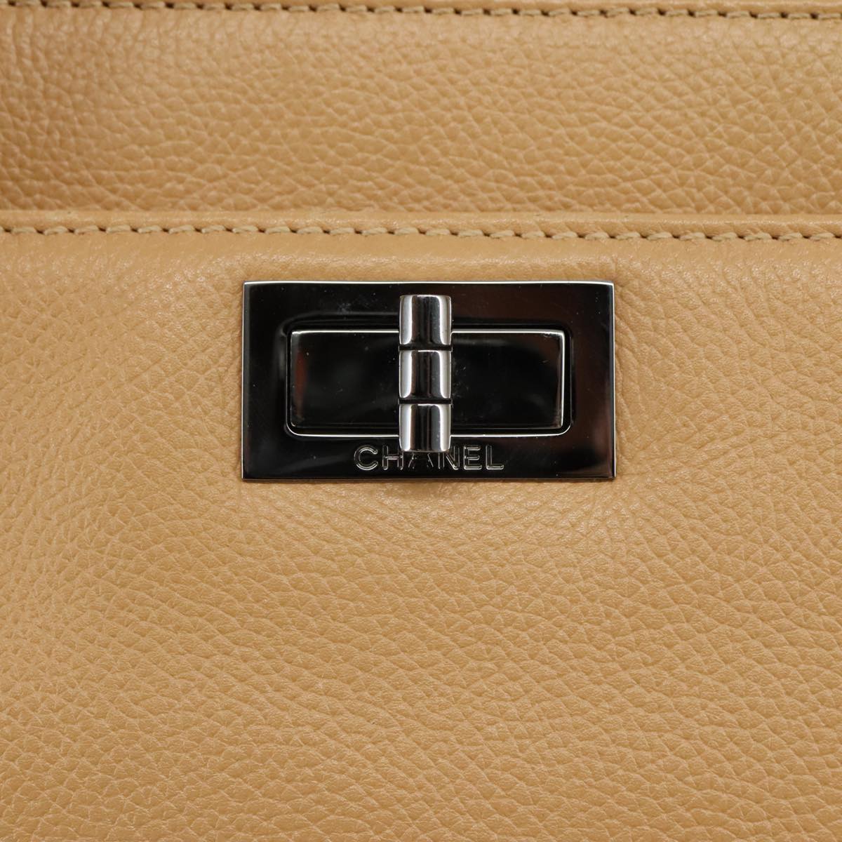 CHANEL Hand Bag Caviar Skin Brown Silver CC PP123