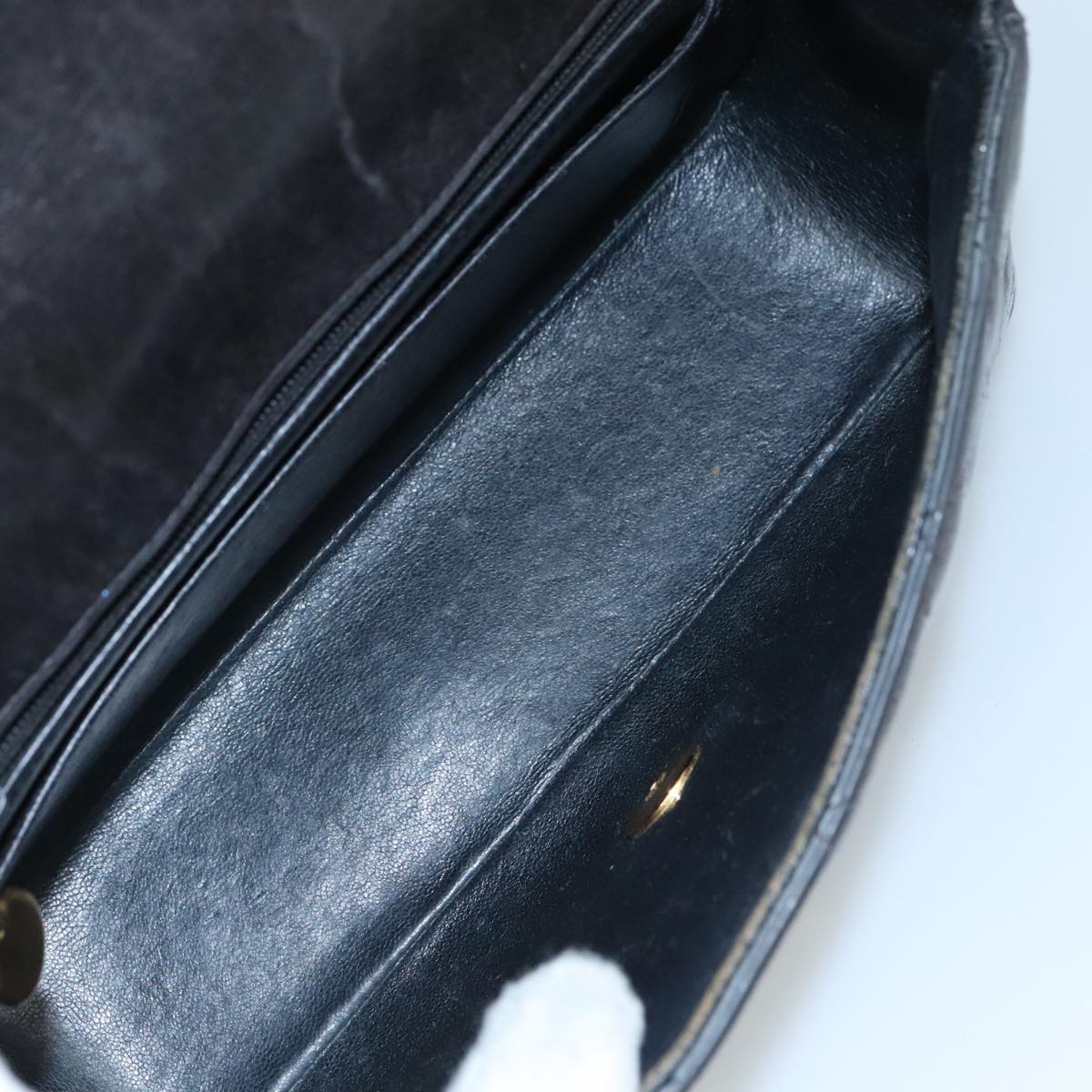 CHANEL Chain Diana Shoulder Bag Patent leather Black Gold CC PP136