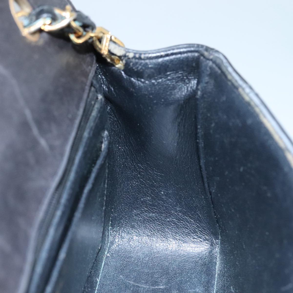 CHANEL Chain Diana Shoulder Bag Patent leather Black Gold CC PP136