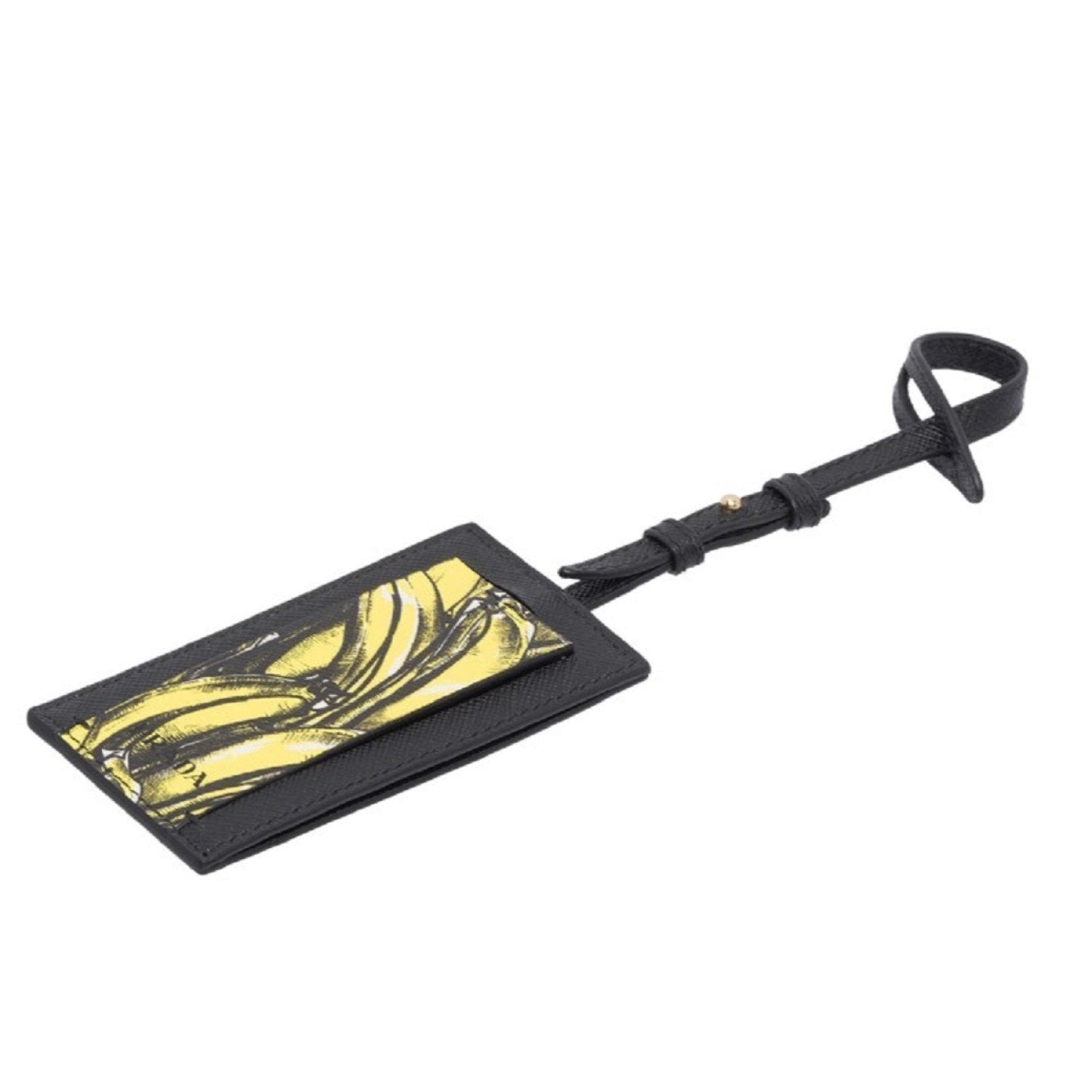 Prada Banana Saffiano Leather Name Tag Keychain Iconic Prada 1EN023