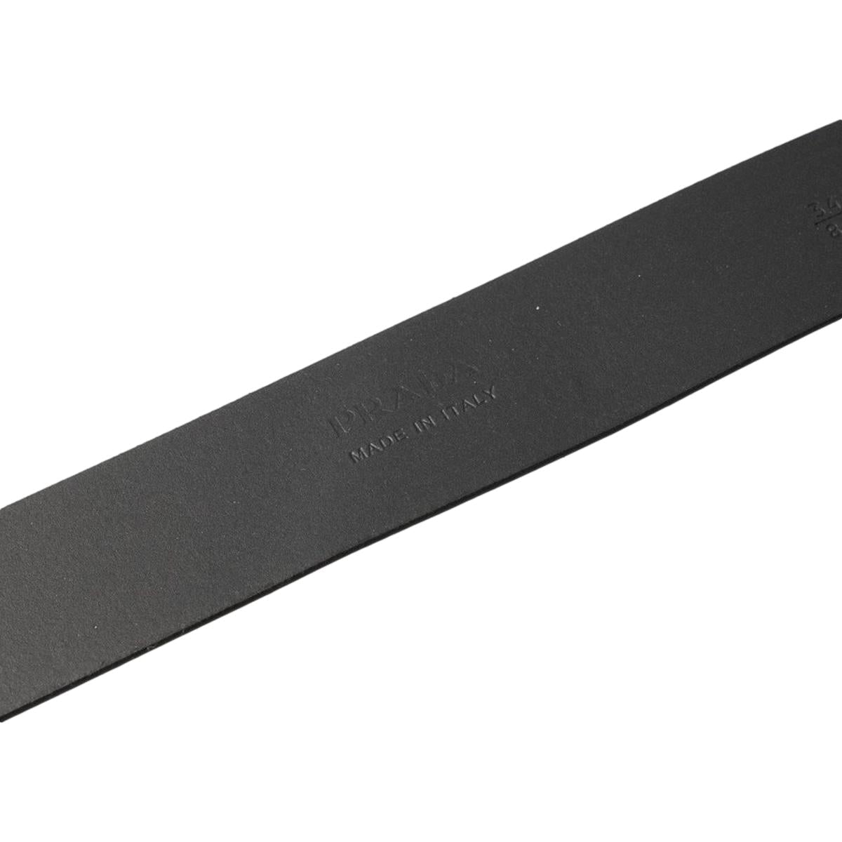 Prada Navy Blue Saffiano Leather Belt Brushed Silver Buckle 95/38 2CM046
