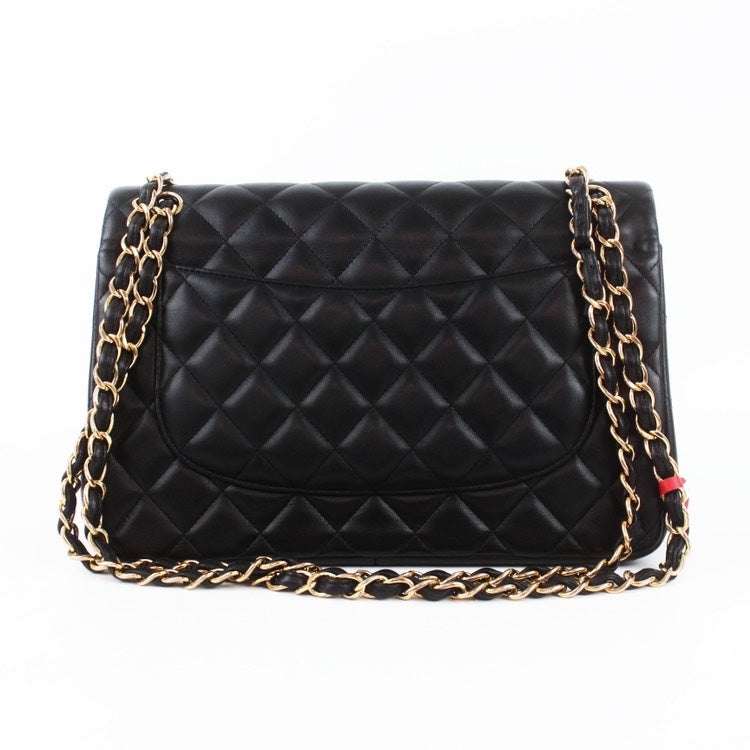 Chanel CF Classic Flap Jumbo Black Lambskin Bag 2019