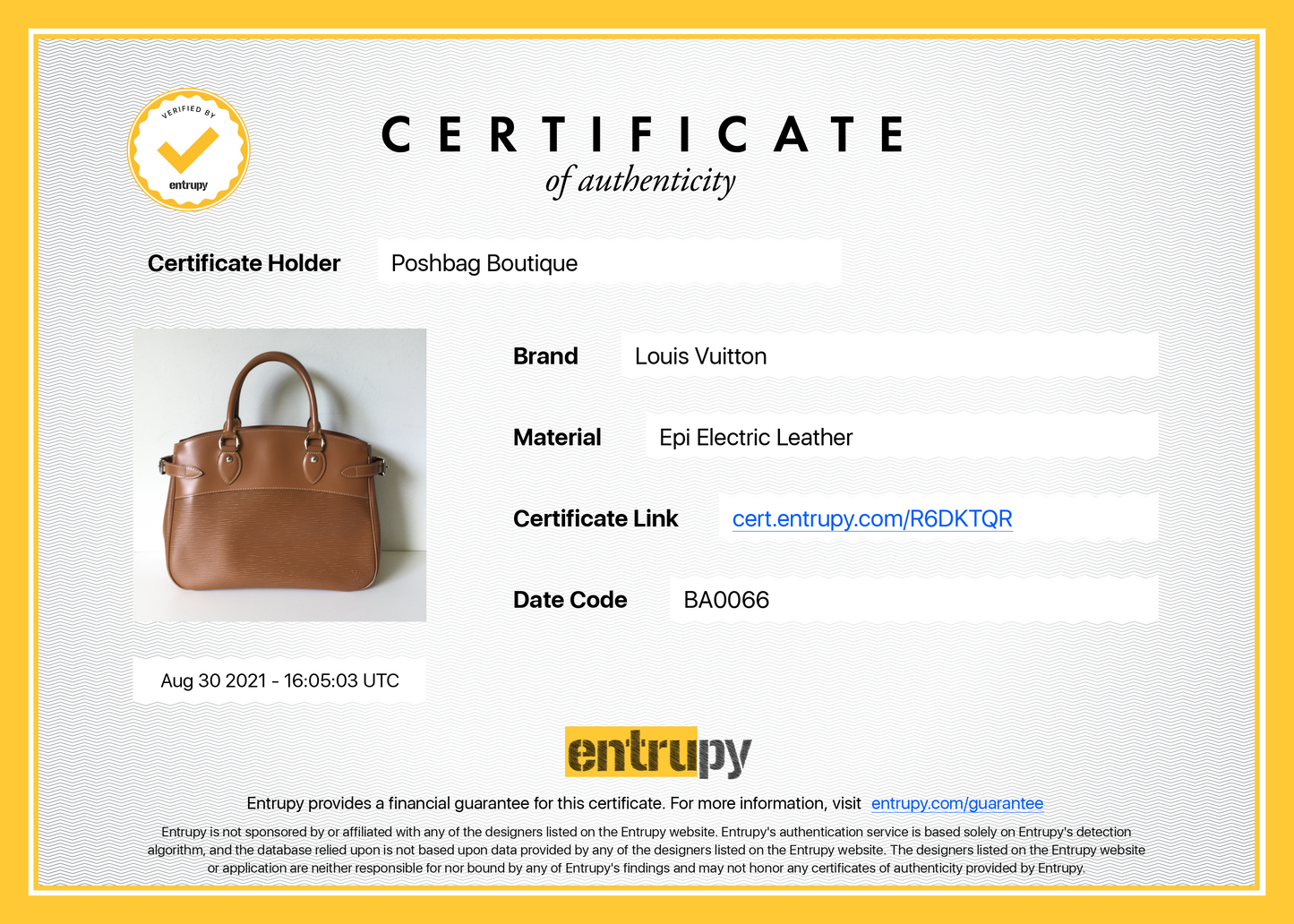 Louis Vuitto Passy PM Cannelle Epi Leather Handbag