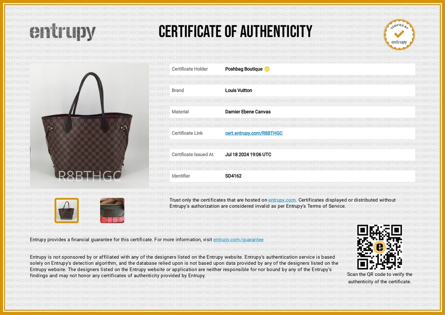 Louis Vuitto Neverfull MM Damier Ebene Canvas Bag