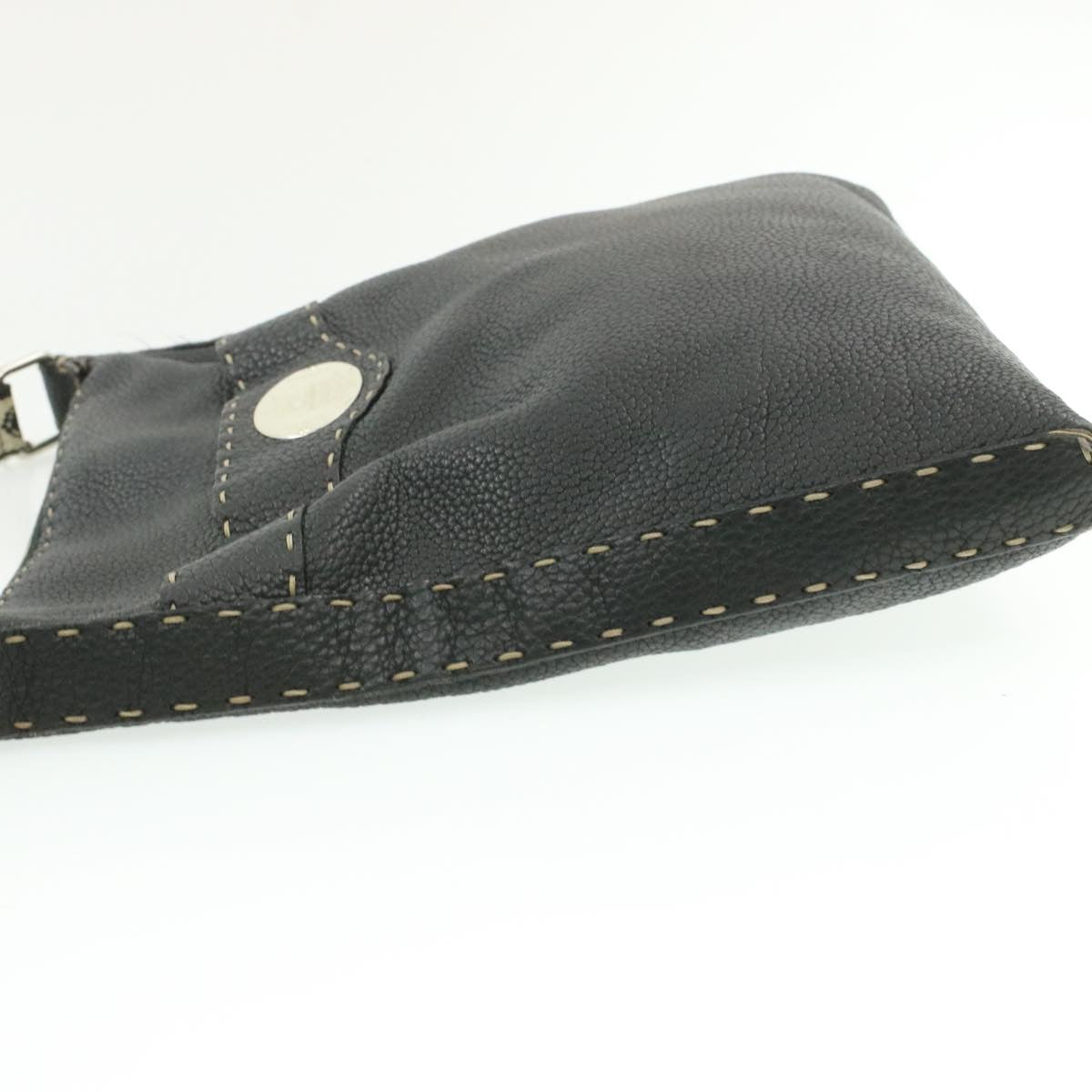 FENDI Shoulder Bag Leather Black rd1013