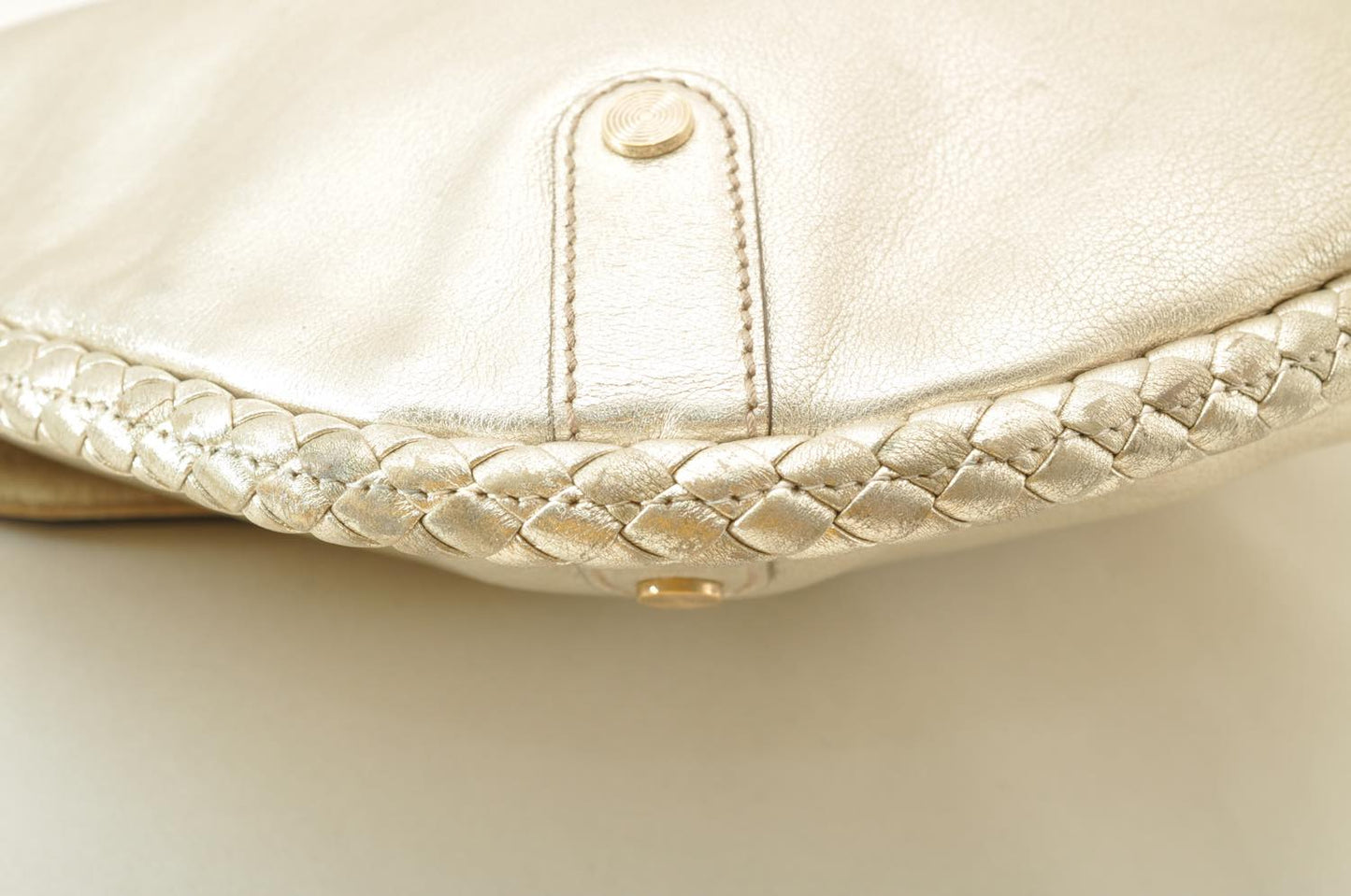 GUCCI Interlocking Fringe Shoulder Bag Leather Champagne Gold 167732 rd106