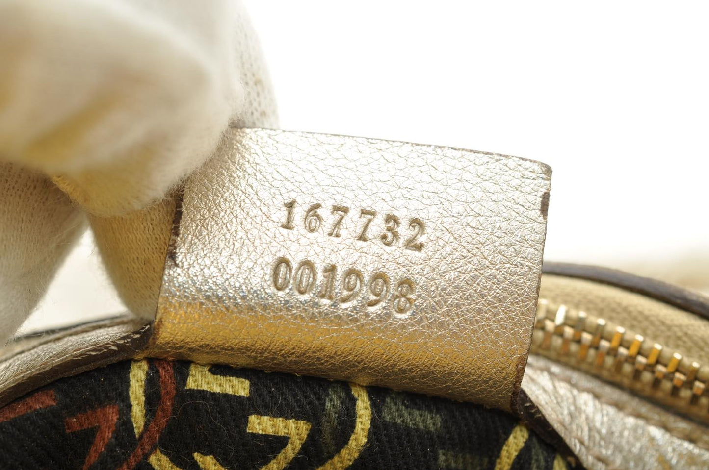 GUCCI Interlocking Fringe Shoulder Bag Leather Champagne Gold 167732 rd106