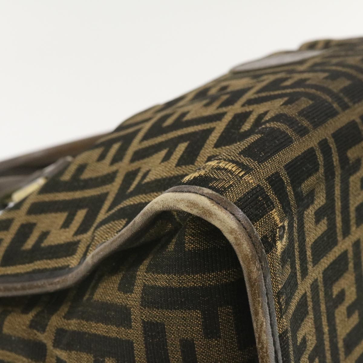 FENDI Zucca Canvas Hand Bag Brown Black rd1310