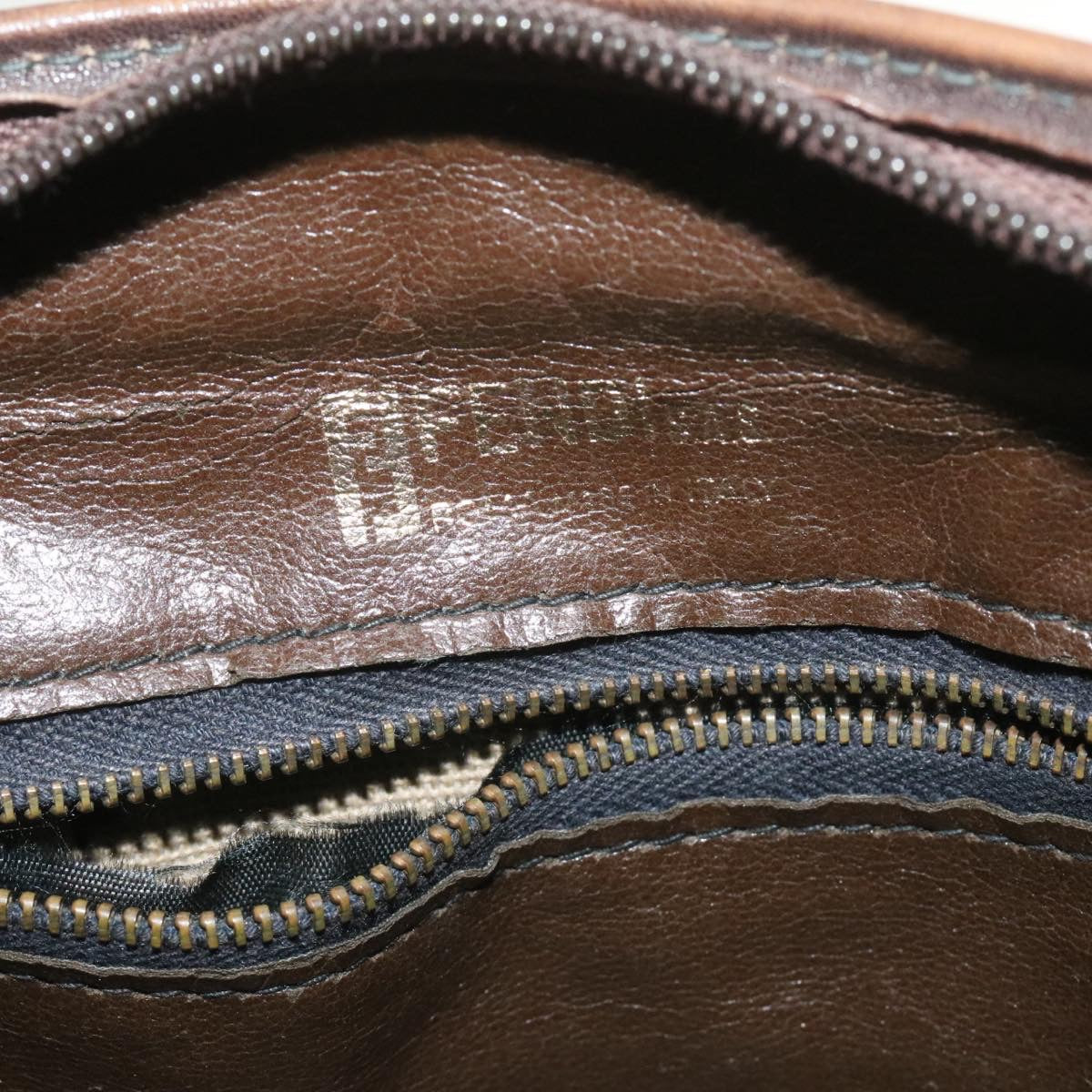 FENDI Zucca Canvas Hand Bag Brown Black rd1310