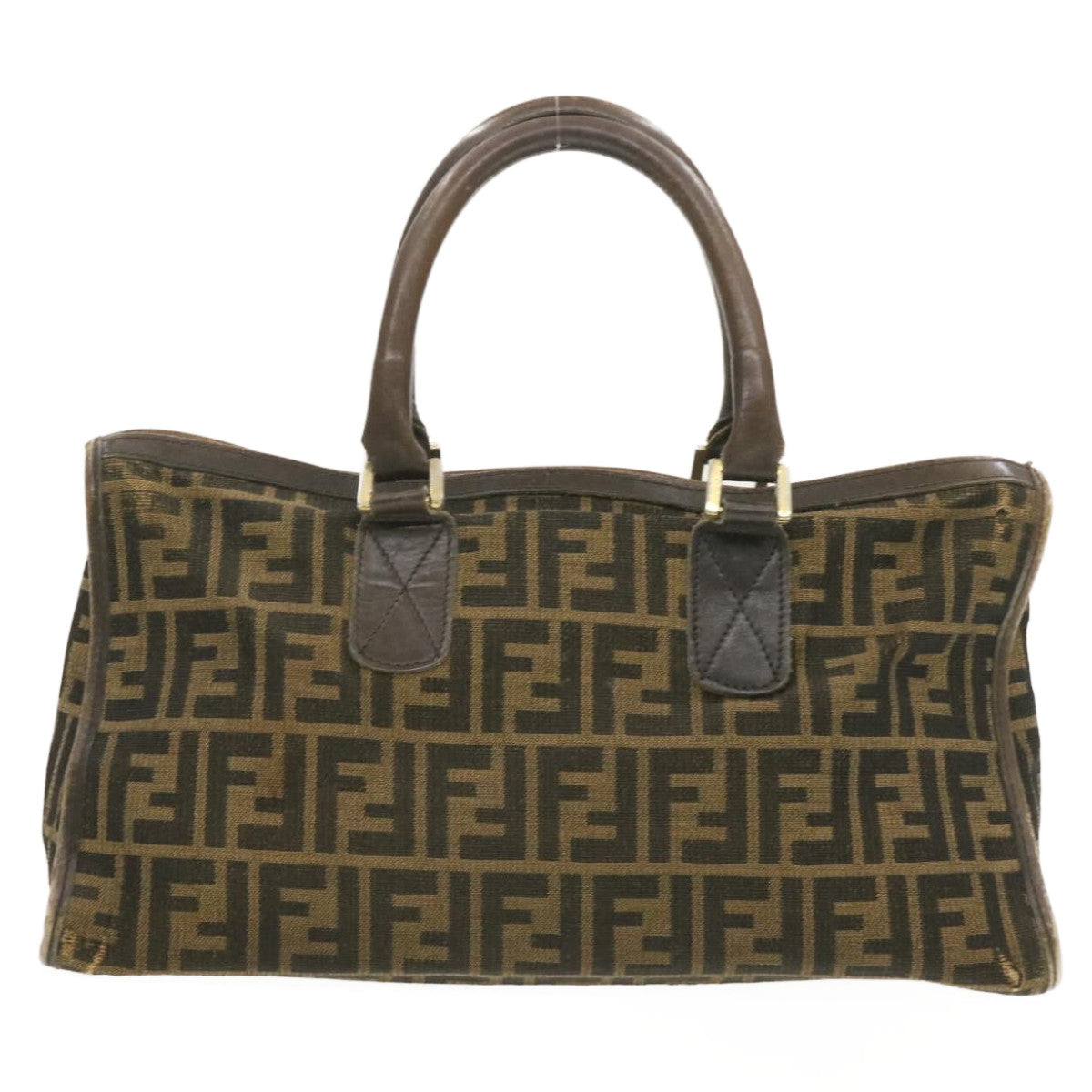 FENDI Zucca Canvas Hand Bag Brown Black rd1310