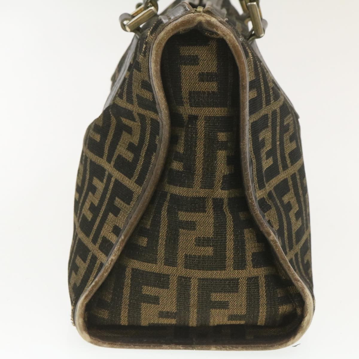 FENDI Zucca Canvas Hand Bag Brown Black rd1310
