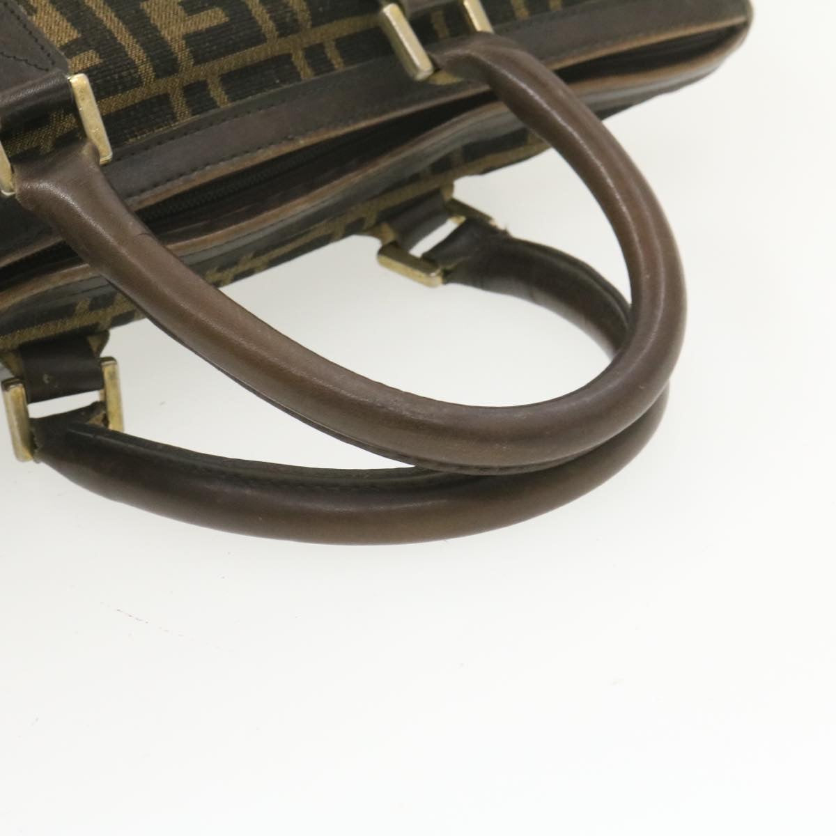 FENDI Zucca Canvas Hand Bag Brown Black rd1310