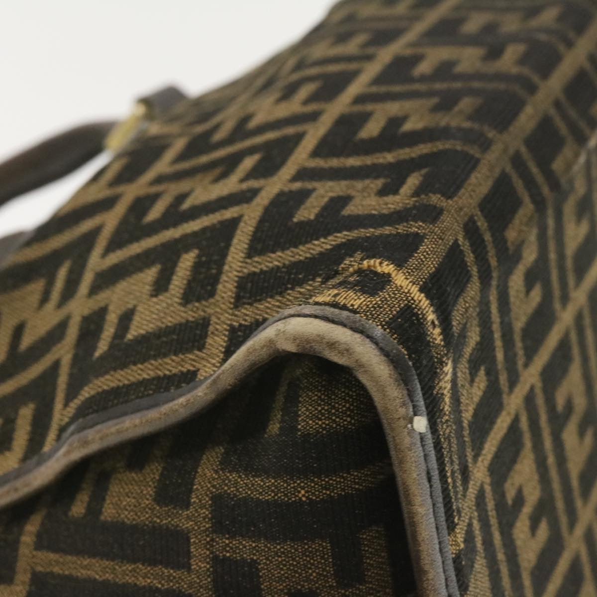 FENDI Zucca Canvas Hand Bag Brown Black rd1310