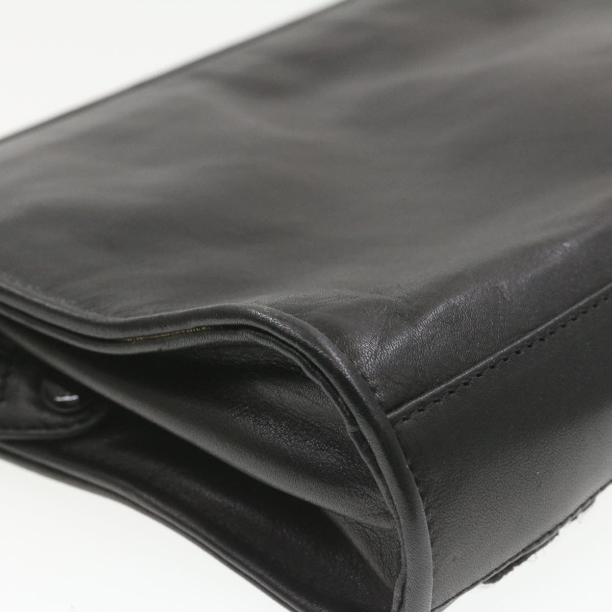 FENDI Clutch Shoulder Bag Leather 2Way Black rd1373