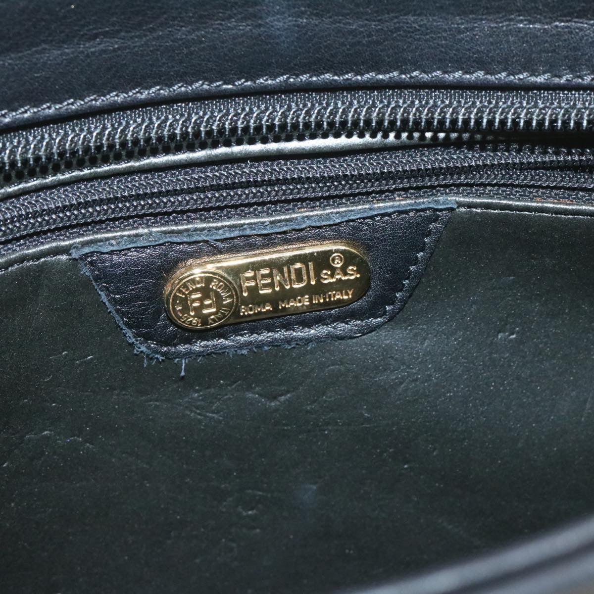 FENDI Clutch Shoulder Bag Leather 2Way Black rd1373