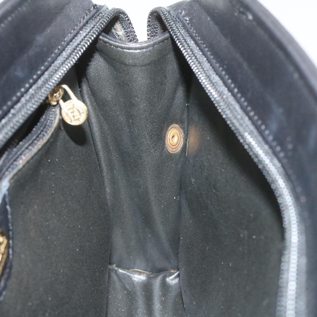 FENDI Clutch Shoulder Bag Leather 2Way Black rd1373