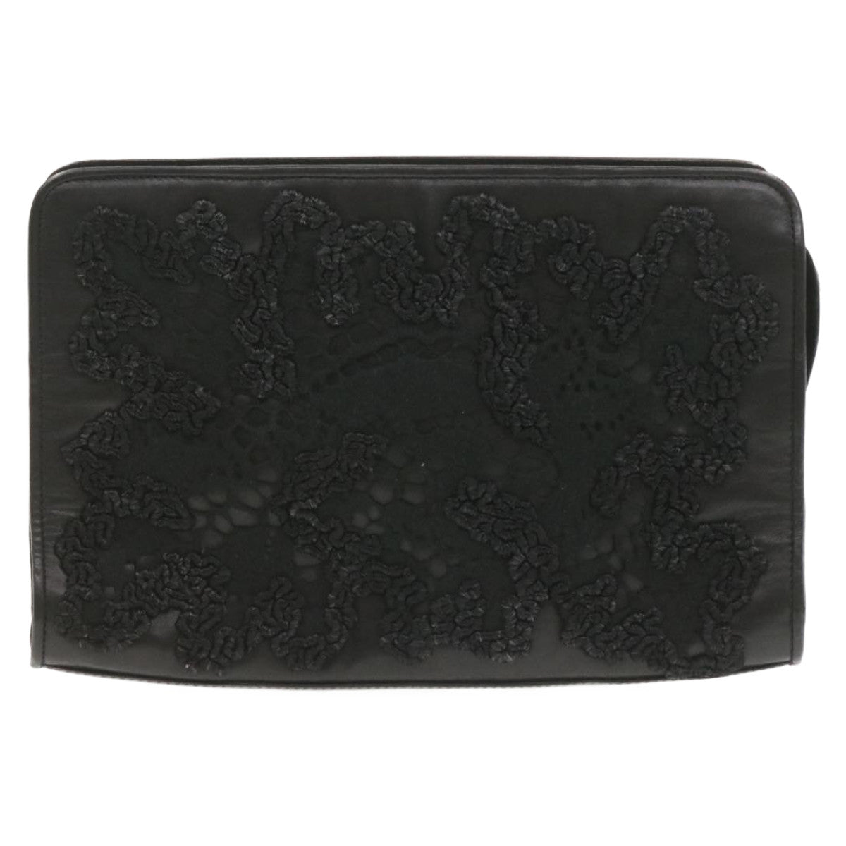 FENDI Clutch Shoulder Bag Leather 2Way Black rd1373