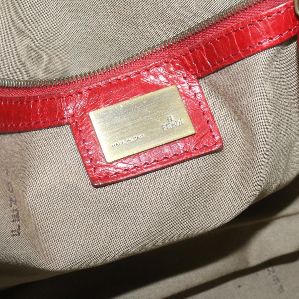 FENDI Du Jules Hand Bag Leather Red rd1809