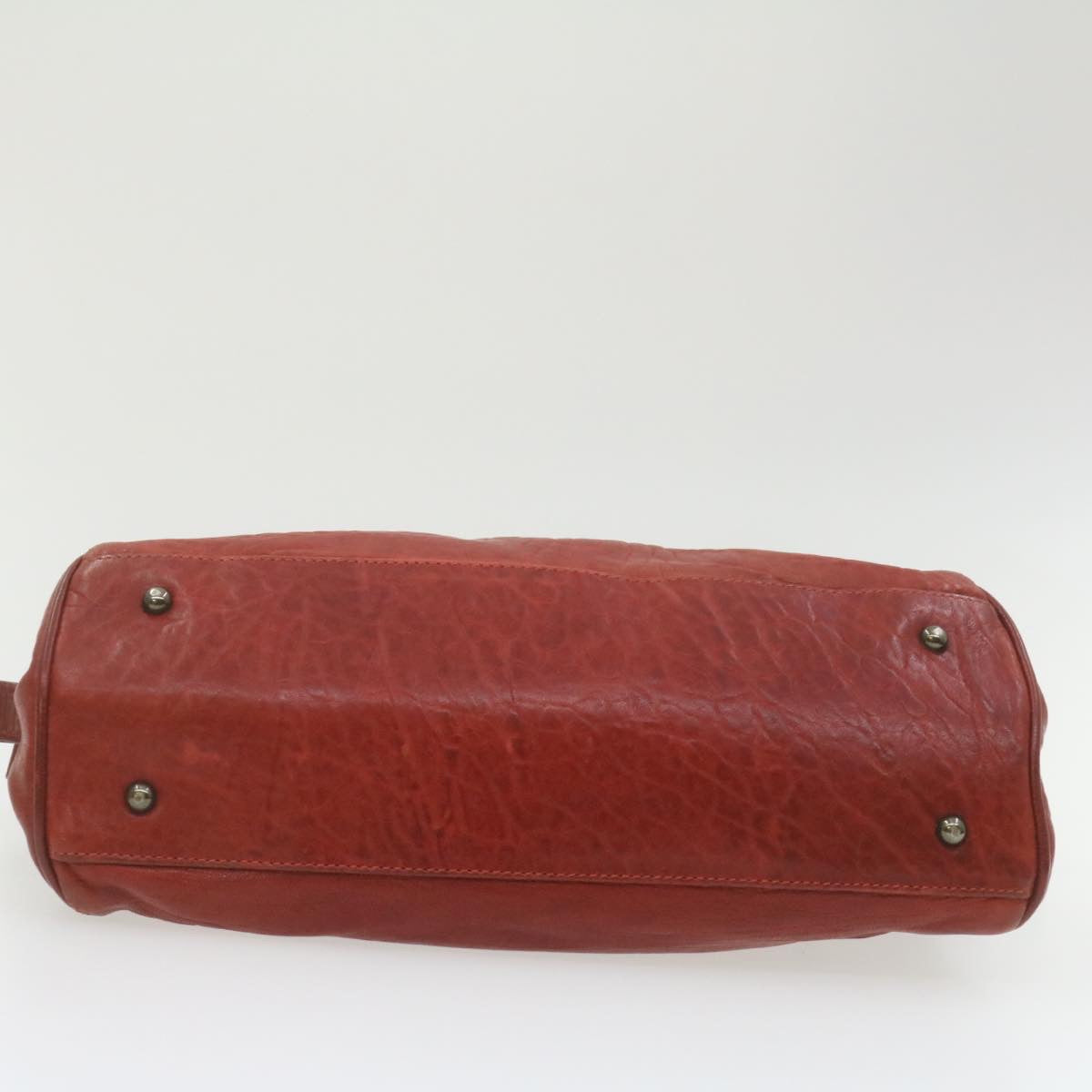 FENDI Du Jules Hand Bag Leather Red rd1809
