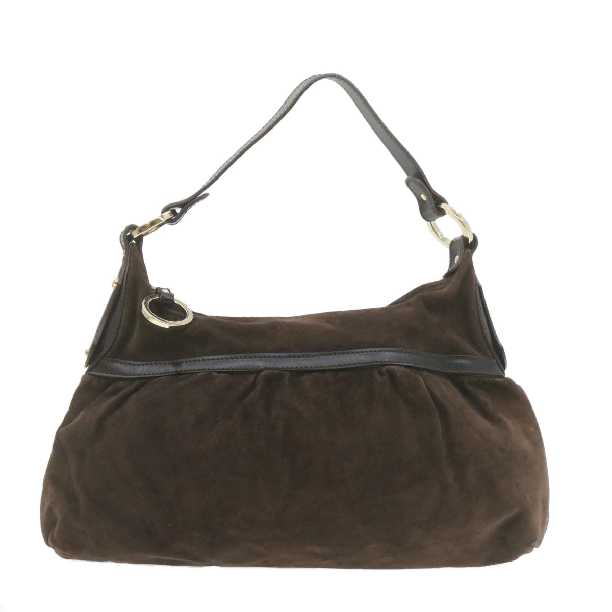 FENDI Suede Shoulder Bag Brown rd1906